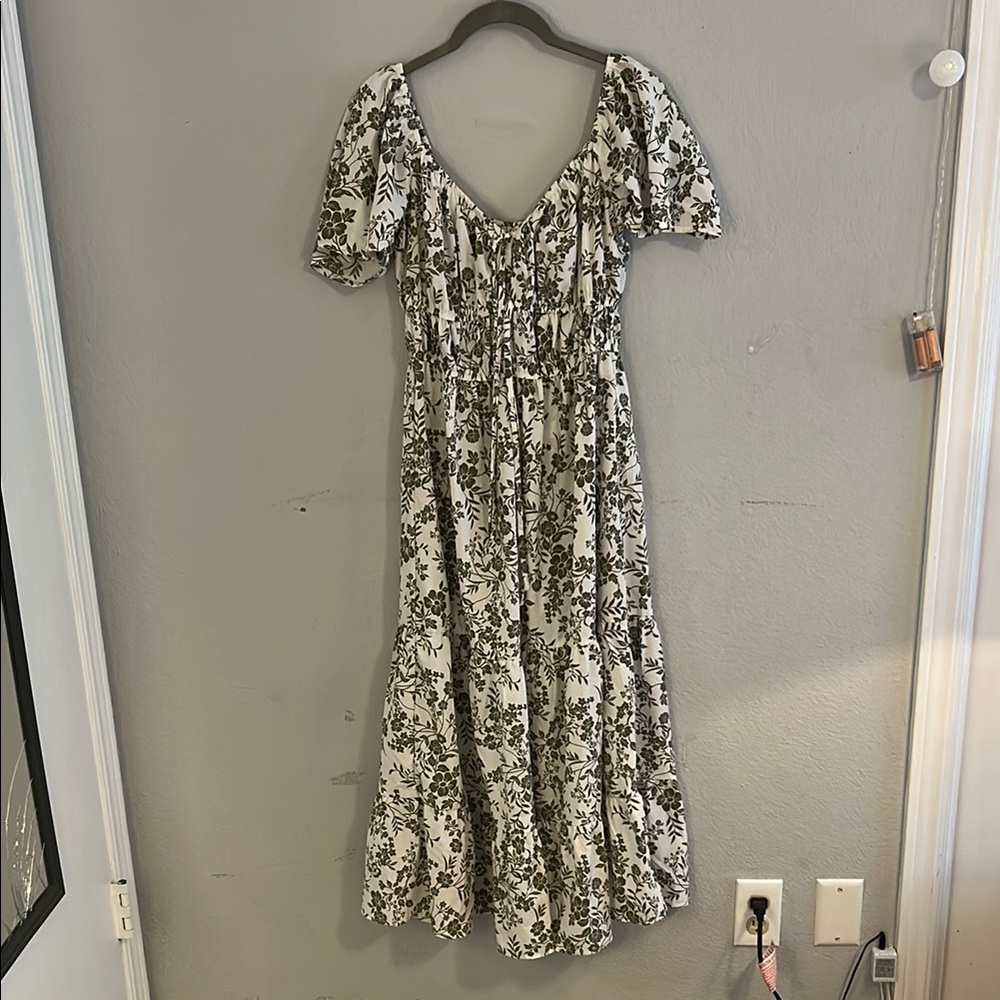 Ankle length green and white floral sundress